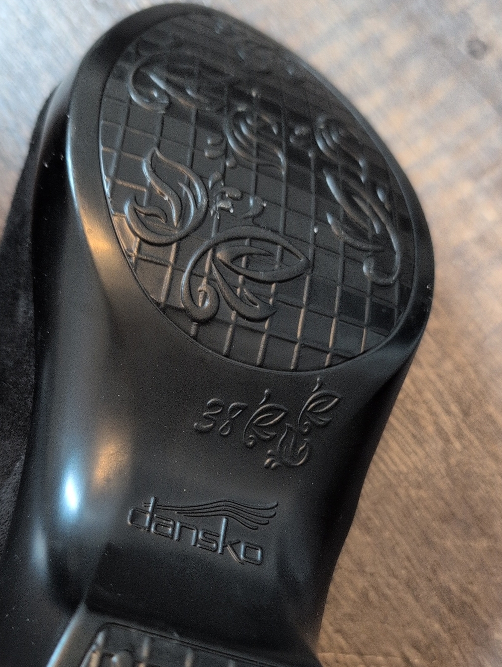 Dansko Black Suede Slip On Clogs Women's Size 7.5/8 EU Size 38 - Picture 6 of 7